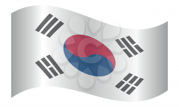 Flag of South Korea waving on white background. South Korean national flag.