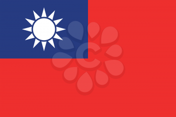 Flag of the Republic of China Taiwan in correct size, proportions and colors. Accurate dimensions. The national flag of Taiwan.