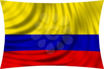 Flag of Colombia waving in wind isolated on white background. Colombian national flag. Patriotic symbolic design. 3d rendered illustration