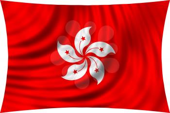 Flag of Hong Kong waving in wind isolated on white background. The Hong Kong is special administrative region of the People's Republic of China. Patriotic symbolic design. 3d rendered illustration