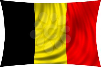 Flag of Belgium waving in wind isolated on white background. Belgian national flag. Patriotic symbolic design. 3d rendered illustration