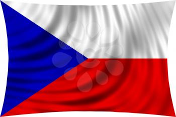 Flag of Czech Republic waving in wind isolated on white background. Czech national flag. Patriotic symbolic design. 3d rendered illustration