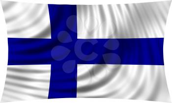 Flag of Finland waving in wind isolated on white background. Finnish national flag. Patriotic symbolic design. 3d rendered illustration