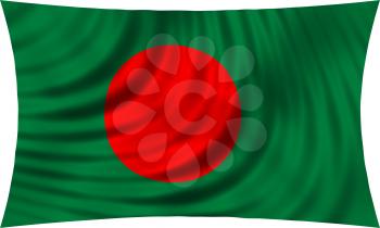 Flag of Bangladesh waving in wind isolated on white background. Bangladeshi national flag. Patriotic symbolic design. 3d rendered illustration