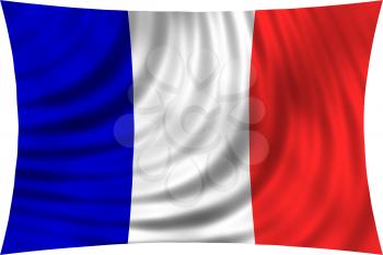 Flag of France waving in wind isolated on white background. French national flag. Patriotic symbolic design. 3d rendered illustration