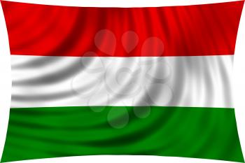 Flag of Hungary waving in wind isolated on white background. Hungarian national flag. Patriotic symbolic design. 3d rendered illustration
