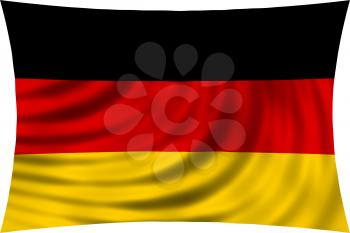 Flag of Germany waving in wind isolated on white background. German national flag. Patriotic symbolic design. 3d rendered illustration