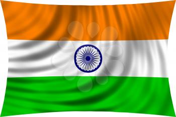 Flag of India waving in wind isolated on white background. Indian national flag. Patriotic symbolic design. 3d rendered illustration