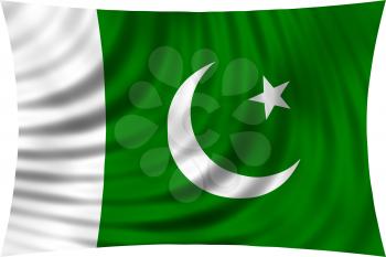Flag of Pakistan waving in wind isolated on white background. Pakistani national flag. Patriotic symbolic design. 3d rendered illustration