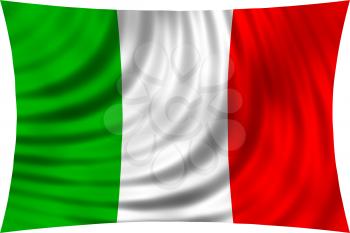 Flag of Italy waving in wind isolated on white background. Italian national flag. Patriotic symbolic design. 3d rendered illustration