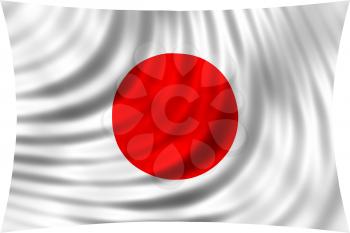 Flag of Japan waving in wind isolated on white background. Japanese national flag. Patriotic symbolic design. 3d rendered illustration