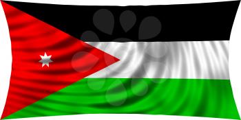 Flag of Jordan waving in wind isolated on white background. Jordan national flag. Patriotic symbolic design. 3d rendered illustration
