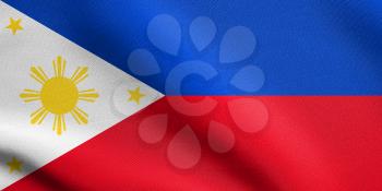 Flag of the Philippines waving in the wind with detailed fabric texture. Philippine national flag.