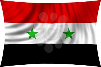 Flag of Syria waving in wind isolated on white background. Syrian national flag. Patriotic symbolic design. 3d rendered illustration
