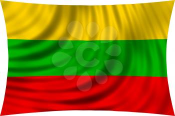 Flag of Lithuania waving in wind isolated on white background. Lithuanian national flag. Patriotic symbolic design. 3d rendered illustration