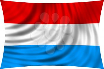 Flag of Luxembourg waving in wind isolated on white background. Luxembourgish national flag. Patriotic symbolic design. 3d rendered illustration