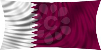 Flag of Qatar waving in wind isolated on white background. Qatari national flag. Patriotic symbolic design. 3d rendered illustration