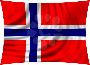 Flag of Norway waving in wind isolated on white background. Norwegian national flag. Patriotic symbolic design. 3d rendered illustration