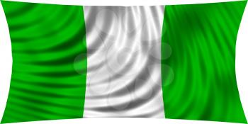 Flag of Nigeria waving in wind isolated on white background. Nigerian national flag. Patriotic symbolic design. 3d rendered illustration