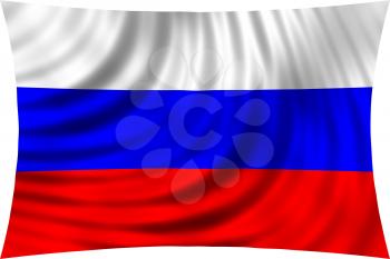 Flag of Russia waving in wind isolated on white background. Russian national flag. Patriotic symbolic design. 3d rendered illustration