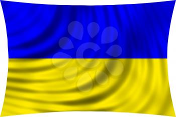 Flag of Ukraine waving in wind isolated on white background. Ukrainian national flag. Patriotic symbolic design. 3d rendered illustration