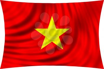 Flag of Vietnam waving in wind isolated on white background. Vietnamese national flag. Patriotic symbolic design. 3d rendered illustration