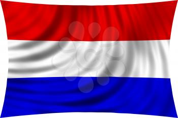 Flag of Netherlands waving in wind isolated on white background. Netherlands national flag. Patriotic symbolic design. 3d rendered illustration