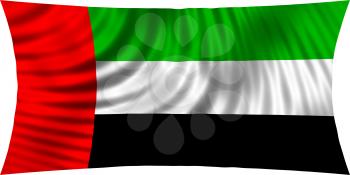 Flag of the United Arab Emirates waving in wind isolated on white background. UAE national flag. Patriotic symbolic design. 3d rendered illustration