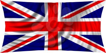 Flag of the United Kingdom waving in wind isolated on white background. British national flag. Union Jack. Patriotic symbolic design. 3d rendered illustration