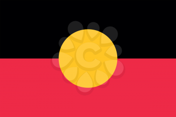 Australian Aboriginal flag in correct size, proportions, colors. Accurate standard dimensions. Aboriginal official flag. Commonwealth of Australia patriotic symbol, banner, element, background. Vector