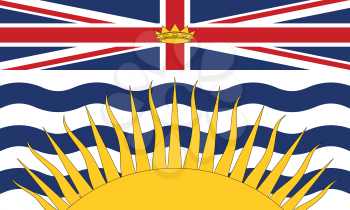 Flag of the Canadian province of British Columbia in correct size, proportions and colors. Canadian BC patriotic element and official symbol. Canada banner and background. Vector illustration