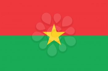 Flag of Burkina Faso in correct size, proportions, colors. Accurate official standard dimensions. Burkina Faso national flag. African patriotic symbol, banner, element, background. Vector illustration