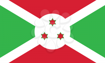 Flag of Burundi in correct size, proportions and colors. Accurate official standard dimensions. Burundian national flag. African patriotic symbol, banner, element, background. Vector illustration