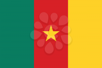 Flag of Cameroon in correct size, proportions and colors. Accurate official standard dimensions. Cameroonian national flag. African patriotic symbol, banner, element, background. Vector illustration