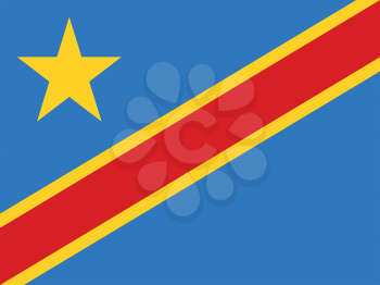 Flag of Democratic Republic of the Congo correct size, proportion, colors. Accurate official standard dimensions. DR Congo national flag. African patriotic symbol, banner, element. Vector illustration