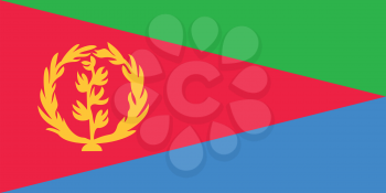 Flag of Eritrea in correct size, proportions and colors. Accurate official standard dimensions. Eritrean national flag. African patriotic symbol, banner, element, background. Vector illustration