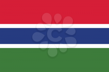 Flag of the Gambia in correct size, proportions and colors. Accurate official standard dimensions. Gambian national flag. African patriotic symbol, banner, element, background. Vector illustration