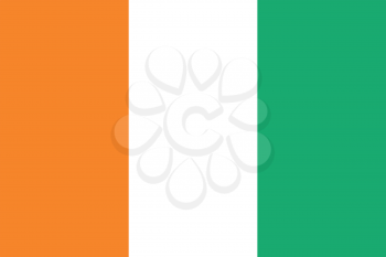 Flag of Ivory Coast correct size, proportions and colors. Accurate official standard dimensions. Cote D Ivoire national flag. African patriotic symbol, banner, element, background. Vector illustration
