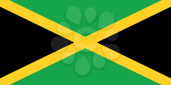 Flag of Jamaica in correct size, proportions and colors. Accurate official standard dimensions. Jamaican national flag. Patriotic symbol, banner, element, background. Vector illustration