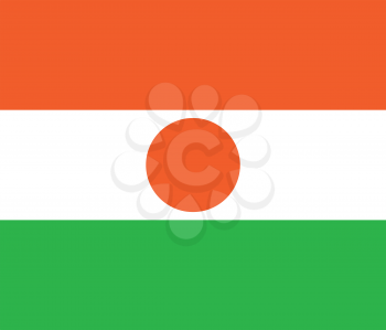 Flag of Niger in correct size, proportions and colors. Accurate official standard dimensions. Nigerien national flag. African patriotic symbol, banner, element, background. Vector illustration