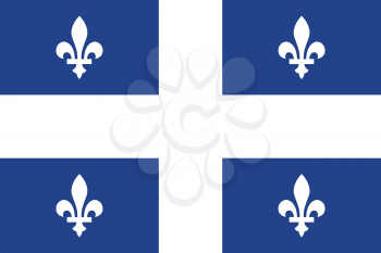 Flag of the Canadian province of Quebec in correct size, proportions and colors. Canadian QC patriotic element and provincial official symbol. Canada Quebec banner and background. Vector illustration