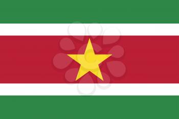 Flag of Suriname in correct size, proportions and colors. Accurate official standard dimensions. Surinamese national flag. Patriotic symbol, banner, element, background. Vector illustration