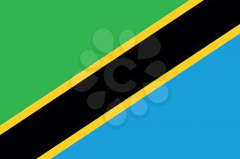 Flag of Tanzania in correct size, proportions and colors. Accurate official standard dimensions. Tanzanian national flag. African patriotic symbol, banner, element, background. Vector illustration