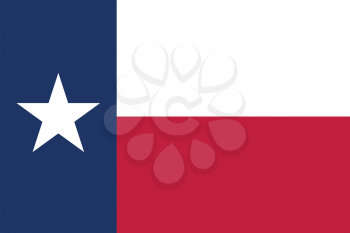 Flag of the US state of Texas in correct size, proportions and colors. Texan official symbol. American patriotic element. USA banner. United States of America background. Vector illustration