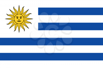Flag of Uruguay in correct size, proportions and colors. Accurate official standard dimensions. Uruguayan national flag. Patriotic symbol, banner, element, background. Vector illustration