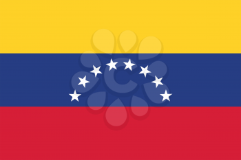 Flag of Venezuela in correct size, proportion and colors. Accurate official standard dimensions. Venezuelan national flag. Bolivarian Republic of Venezuela patriotic symbol, banner, background. Vector