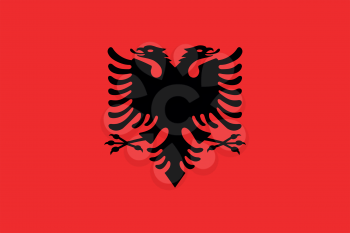 Albanian national official flag. Patriotic symbol, banner, element, background. Accurate dimensions. Flag of Albania in correct size and colors, vector illustration