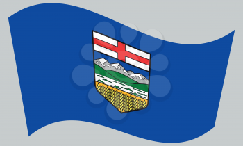 Albertan provincial official flag, symbol. Canada banner and background. Canadian AB patriotic element. Flag of the Canadian province of Alberta waving on gray background, vector