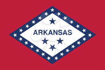 Arkansan official flag, symbol. American patriotic element. USA banner. United States of America background. Flag of the US state of Arkansas, correct size, proportions and colors, vector illustration