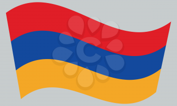 Armenian national official flag. Patriotic symbol, banner, element, background. Correct colors. Flag of Armenia waving on gray background, vector
